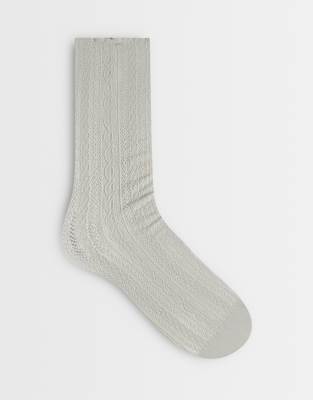 Asos Design Pointelle Pattern Socks In Green