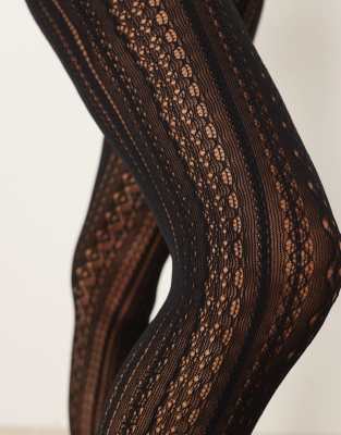 Asos Design Pointelle Pattern Tights In Black