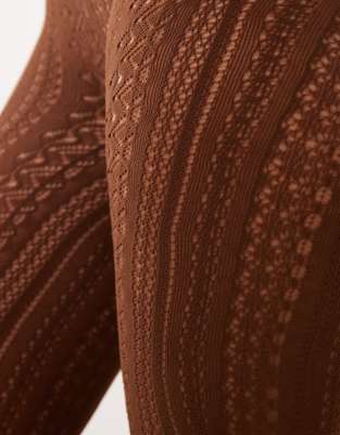 Asos Design Pointelle Pattern Tights In Gold