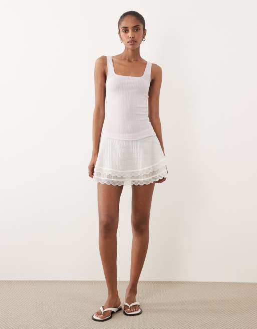 ASOS DESIGN pointelle square neck vest in lilac, 2 of 4