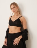 [ASOS DESIGN] ASOS DESIGN pointelle stitch bralet in black (part of a set) XS Black