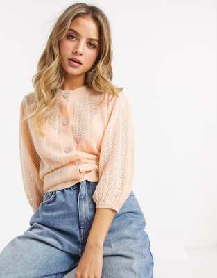 pointelle stitch cardigan