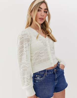 pointelle stitch cardigan