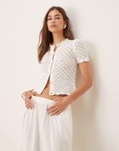 ASOS DESIGN knit short sleeve cardigan in white