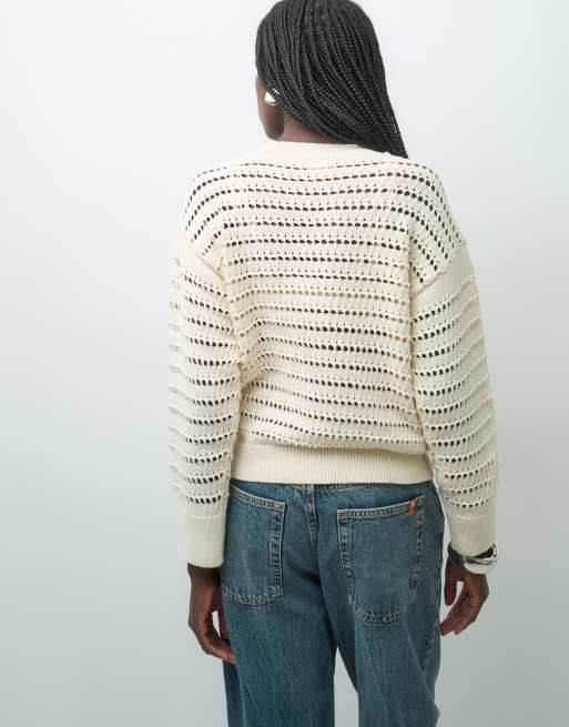 ASOS DESIGN pointelle trui in ecru, 2 van 4