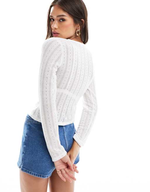 ASOS DESIGN - Pointelle vestje in ecru, 3 van 4
