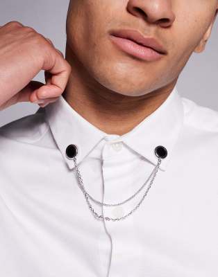 ASOS DESIGN - Pointes de col avec chaînes - Argenté