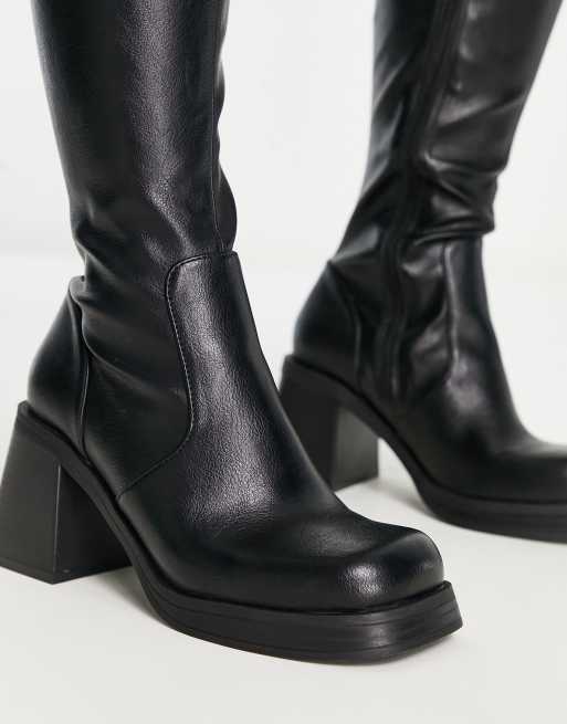 ASOS DESIGN - Pointure large - Catch - Bottes montantes souples à talon mi-haut - Noir, 3 de 4