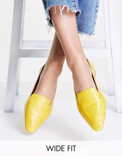ASOS DESIGN - Pointure large - Miley - Mocassins en cuir - Jaune croco