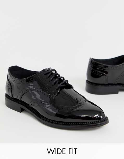 ASOS DESIGN - Pointure large - More - Chaussures plates à lacets - Noir