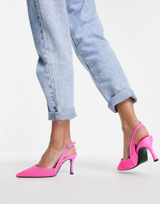 ASOS DESIGN - Pointure large - Samber - Escarpins à talon aiguille et bride arrière - Rose, 3 de 4