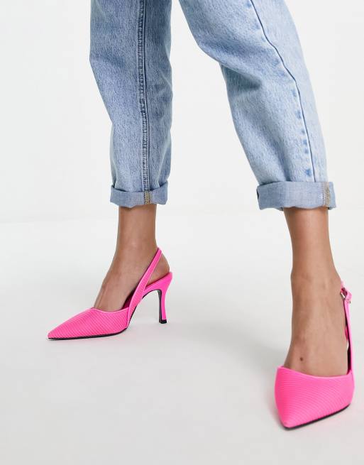 ASOS DESIGN - Pointure large - Samber - Escarpins à talon aiguille et bride arrière - Rose, 4 de 4