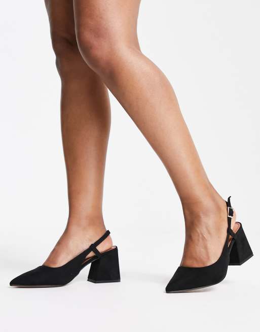 ASOS DESIGN Pointure Large Sydney Chaussures a talon carre mi haut et bride arriere Noir