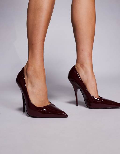ASOS DESIGN Poison super high court shoes in burgundy patent