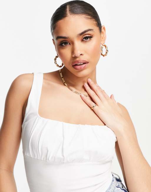 ASOS DESIGN - Poitrines généreuses - Débardeur à encolure carrée avec coutures sur le buste - Blanc, 3 de 4
