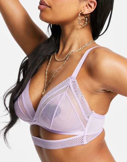 ASOS DESIGN - Poitrines généreuses - Fleur - Soutien-gorge minimaliste en tulle doux - Lilas