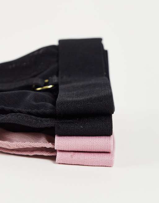 ASOS DESIGN - Poitrines généreuses - Lot de 2 soutiens-gorge triangle en tulle - Rose et noir, 3 de 4