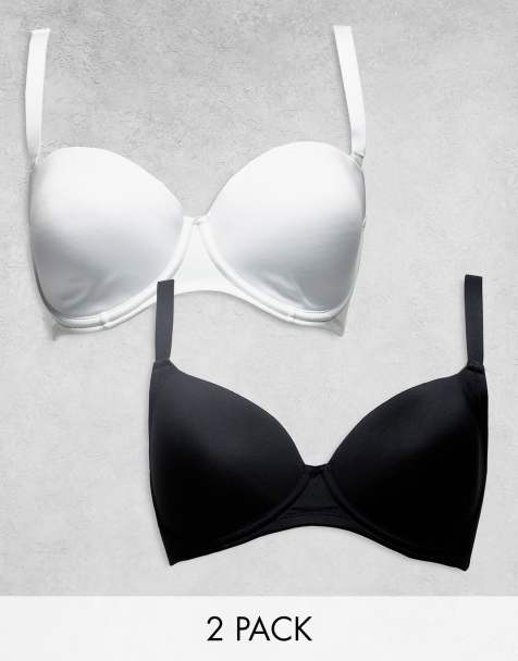 ASOS DESIGN - Poitrines généreuses - Lot de 2 soutiens-gorge invisibles avec bonnets moulés en microfibre - Noir et blanc - view 1