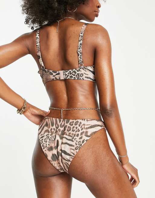 ASOS DESIGN - Poitrines généreuses - Mix and Match - Haut de bikini côtelé à armatures et imprimé léopard, 2 de 4