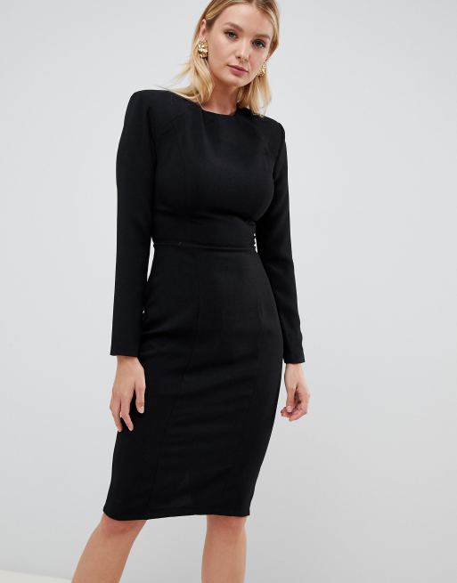 ASOS DESIGN - POITRINES GÉNÉREUSES - Robe mi-longue à épaulettes et coutures apparentes