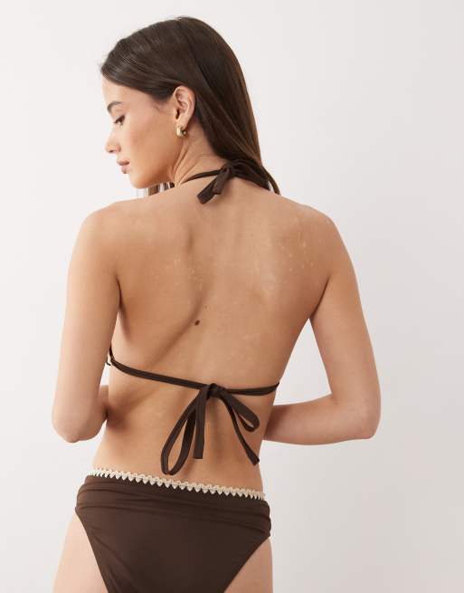 ASOS DESIGN - Poitrines généreuses - Whitney Whip Positano - Haut de bikini triangle à bonnets couvrants - Marron, 2 de 4