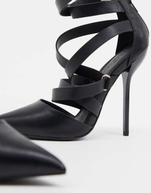 Black 2025 caged stilettos