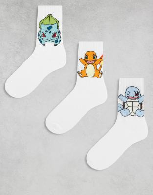 Asos Design Pokémon 3 Pack Socks In White