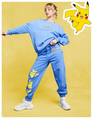 ASOS DESIGN Pokemon co-ord jogger with Pikachu graphic print in bright blue