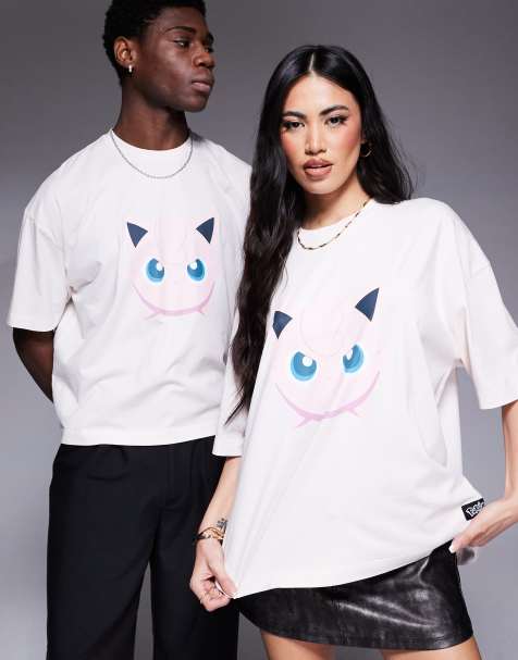 ASOS DESIGN Pokemon unisex boxy oversized t-shirt with Jigglypuff print in washed pink