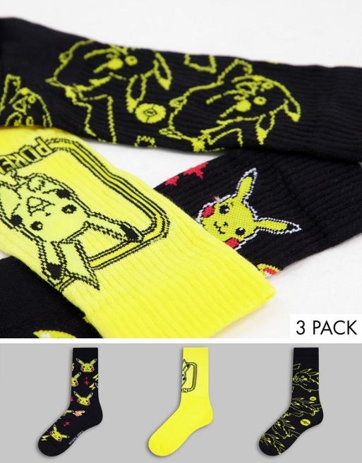 ASOS DESIGN - Lot de 3 paires de chaussettes à motifs Pokémon