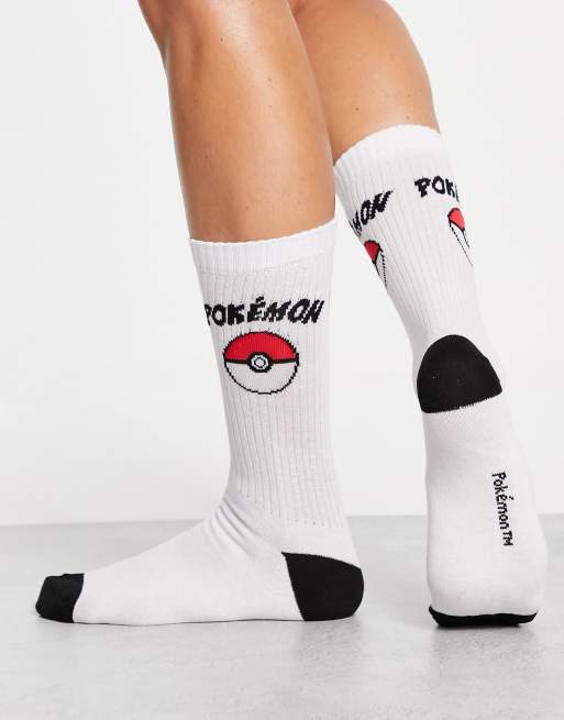 ASOS DESIGN Pokemon socks with embroidery in white | ASOS