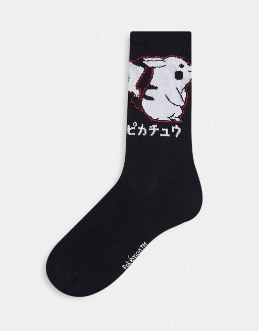 ASOS DESIGN - Pokémon - Sorte sportssokker med Pikachu-print