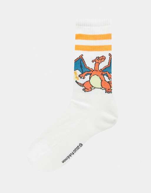 ASOS DESIGN pokemon sport socks with charizard