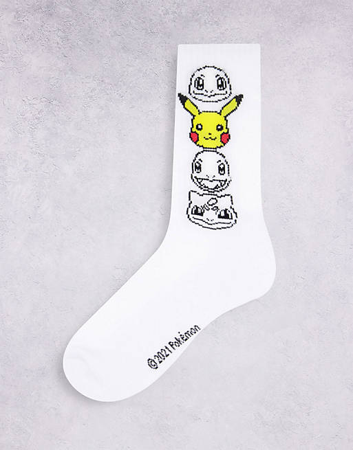 ASOS DESIGN Pokémon sports sock with characters design in white