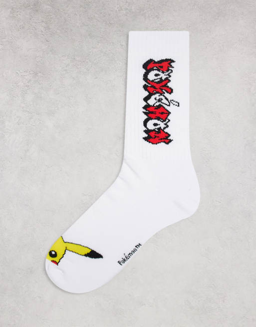 ASOS DESIGN Pokemon sports socks in white with Pikachu design