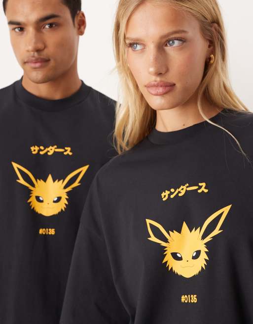 ASOS DESIGN - Pokémon - T-shirt oversize unisexe à imprimé Voltali - Noir délavé, 3 de 4
