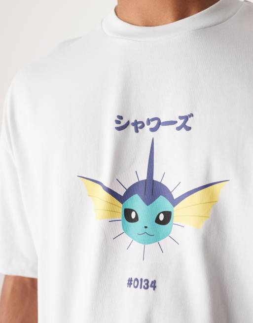 ASOS DESIGN - Pokémon - T-shirt squadrata oversize unisex blu con stampa Vaporeon, 2 di 4