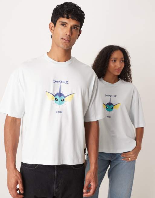 ASOS DESIGN - Pokémon - T-shirt squadrata oversize unisex blu con stampa Vaporeon, 3 di 4