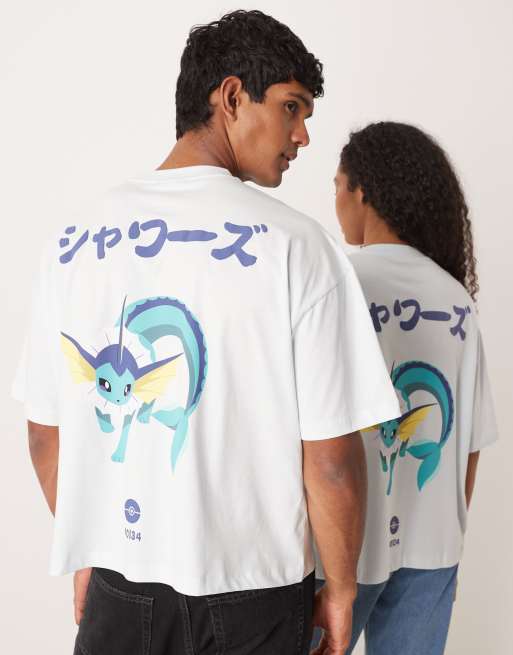 ASOS DESIGN - Pokémon - T-shirt squadrata oversize unisex blu con stampa Vaporeon, 4 di 4