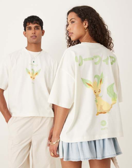 ASOS DESIGN - Pokémon - T-shirt unisex oversize color pietra con stampe 