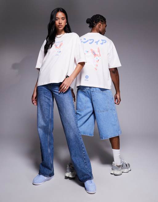 ASOS DESIGN - Pokémon - T-shirt unisex oversize rosa con stampe "Sylveon", 2 di 4