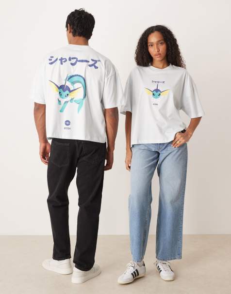 ASOS DESIGN - Pokémon - T-shirt unisexe coupe carrée oversize avec imprimé Aquali - Bleu - view 1
