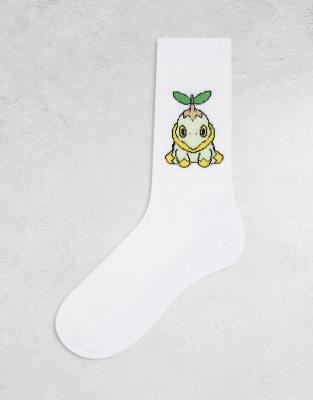 ASOS DESIGN Pokmon Turtwign socks in white