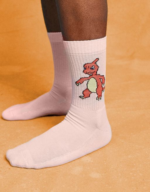 ASOS DESIGN Pokemon unisex 3 pack charmander evolution sports sock in pink