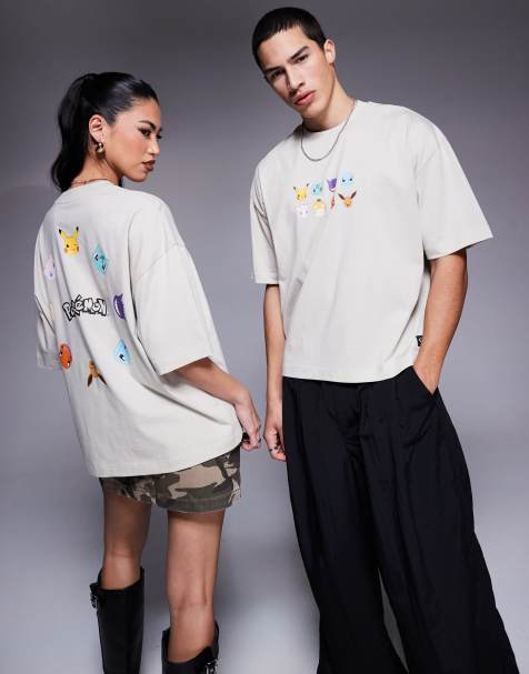 ASOS DESIGN - Pokémon - Unisex - Beige og oversized T-shirt med firkantet pasform og Pokémon-print - view 1