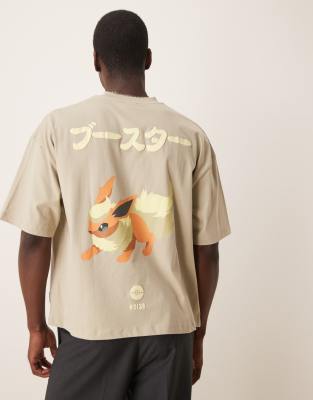 Asos Design Pokemon Unisex Boxy Oversized T-shirt With Flareon Print