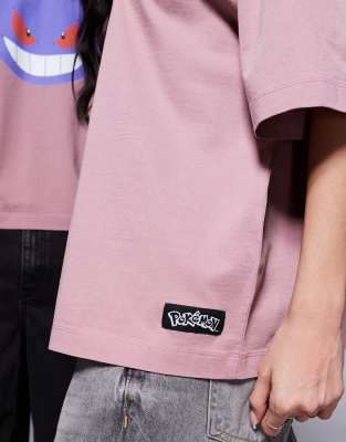 Asos Design Pokemon Unisex Boxy Oversized T-shirt With Gengar Print In Purple