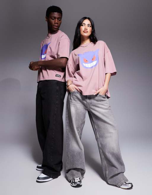ASOS DESIGN Pokemon unisex boxy oversized T-shirt with Gengar print in washed purple