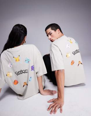 ASOS DESIGN POKEMON UNISEX BOXY OVERSIZED T-SHIRT WITH MULTIPLE CHARACTER PRINT 