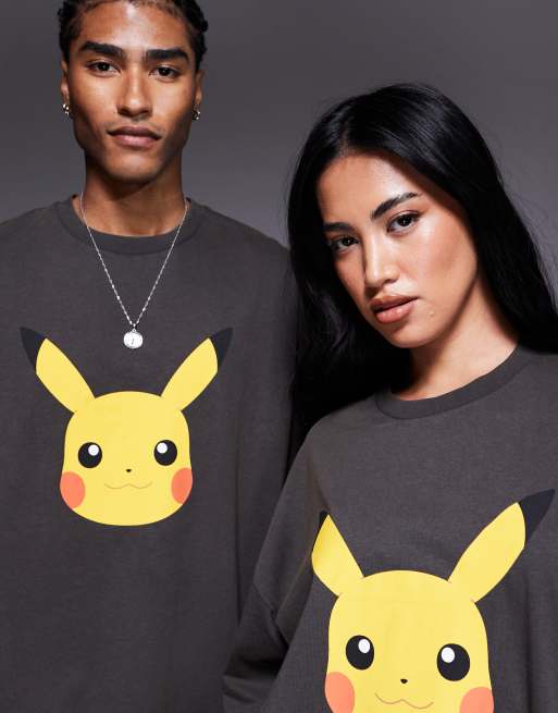 ASOS DESIGN – Pokémon – Unisex – Oversize-T-Shirt in verwaschenem Schwarz mit Pikachu-Prints, 3 von 4
